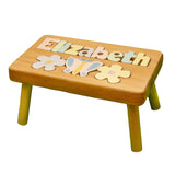 Single Name Puzzle Stool With Motif Natural