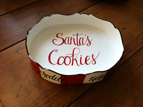 Hand Painted Santa's Cookies Tray
