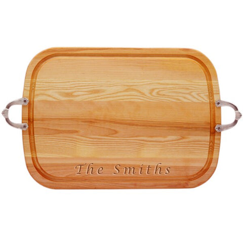 Personalized Cutting Board Everyday Collection Large with Pewter Handles